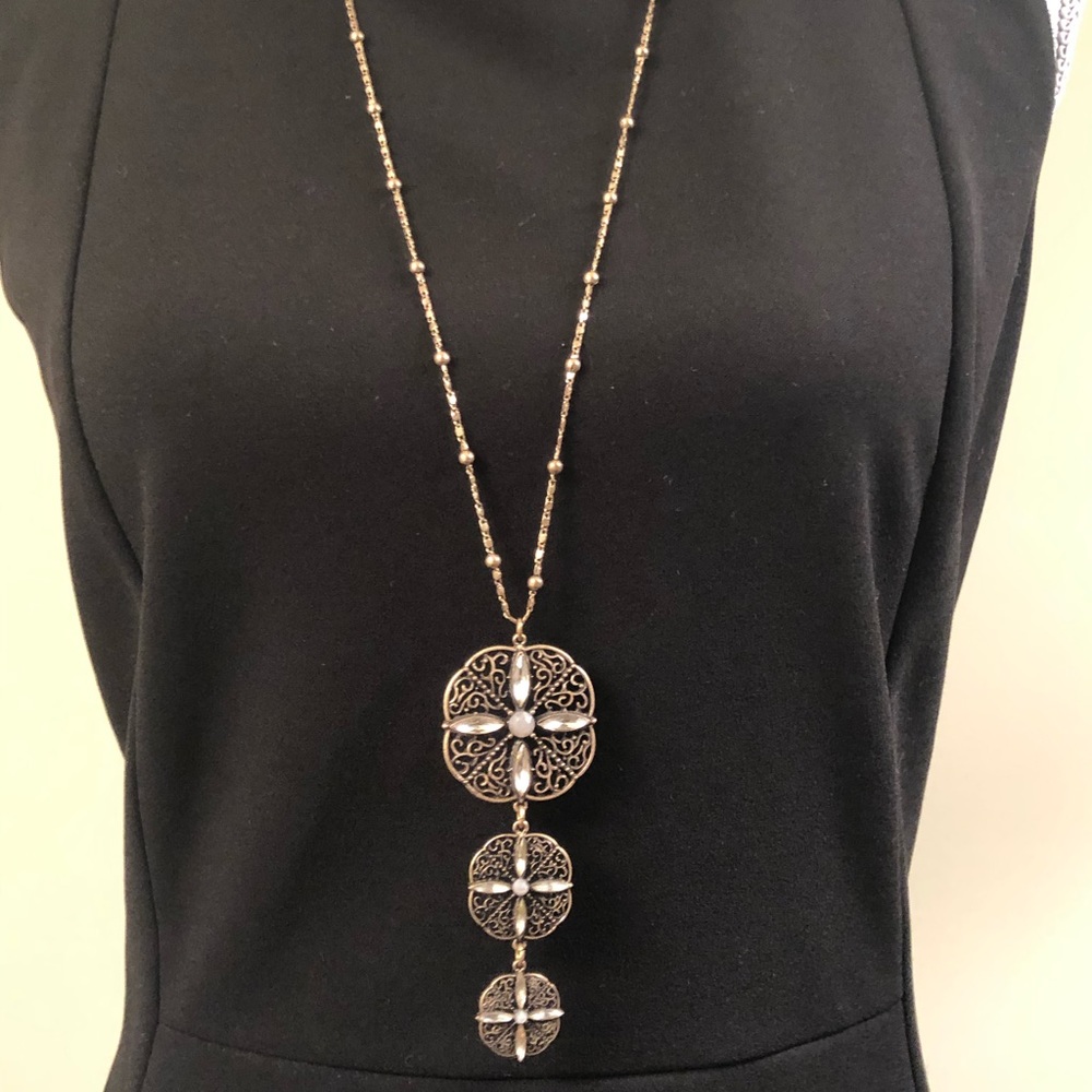 Boho Antique gold tiered necklace